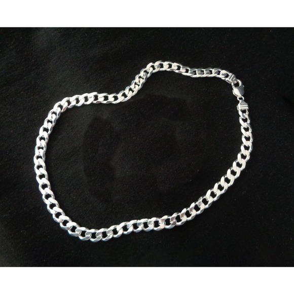 NEW Solid Sterling Silver Curb Chain, Mens Thick Curb Link Chain, 925 Italy - Picture 2 of 4